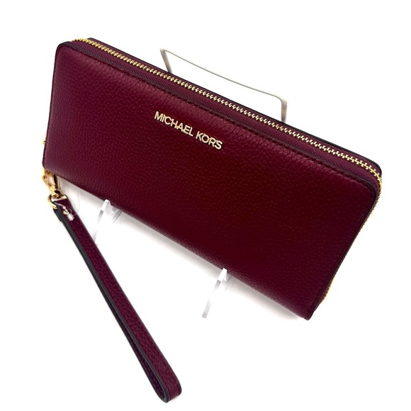 Michael Kors Large Continental Wallet Wristlet Dark Cherry - Picture 7 of 11